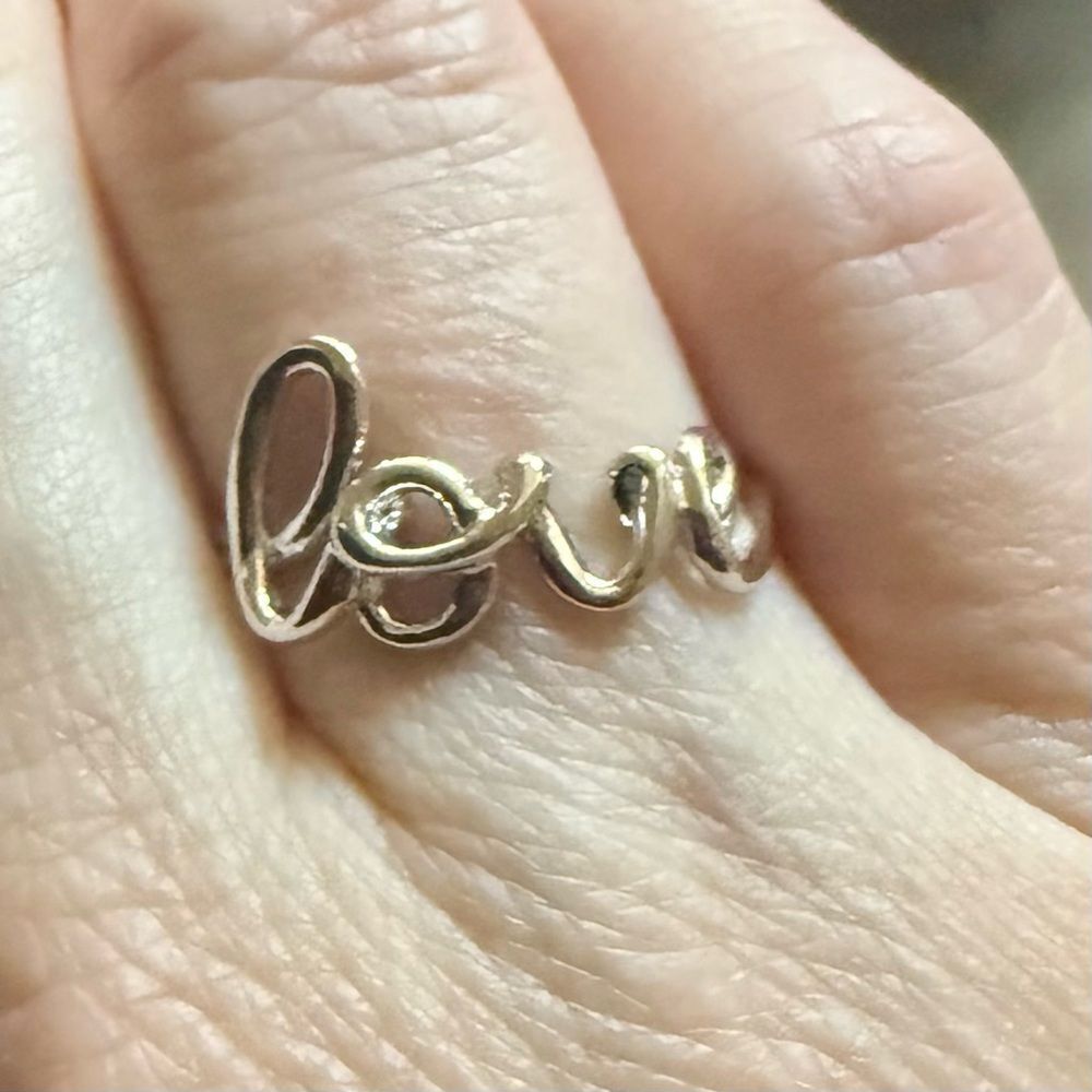 New Solid Sterling Silver Love Script Ring - Picture 5 of 5
